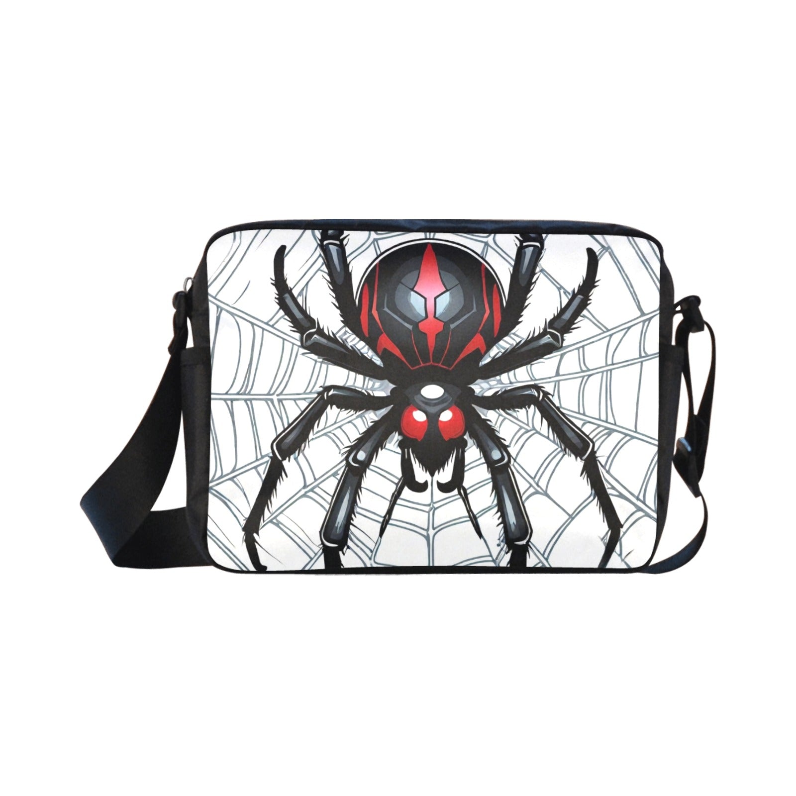 Widow Maker Cross-body Nylon Bag - Gothic Black Widow Spider White ONESIZE