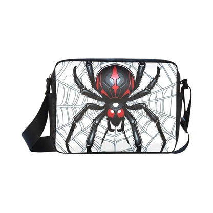 Widow Maker Cross-body Nylon Bag - Gothic Black Widow Spider White ONESIZE