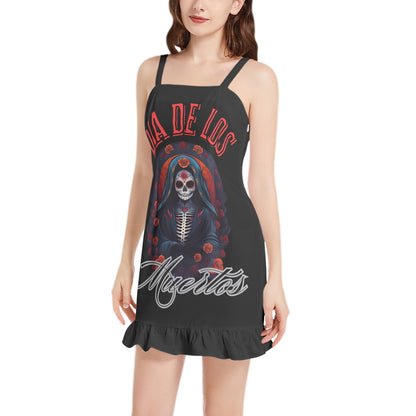 Dia de Los Muertos Ruffle Hem Mini Dress