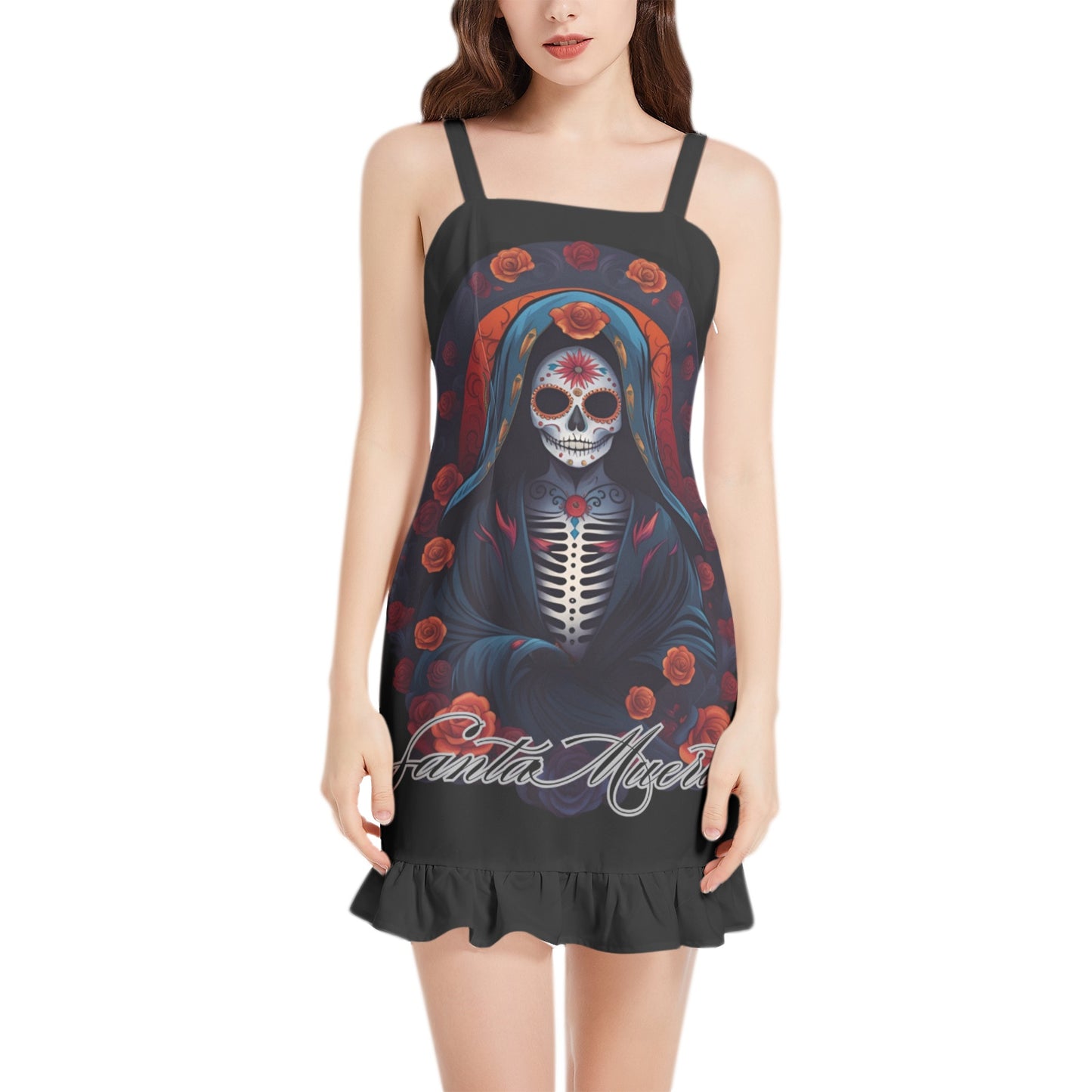 Santa Muerte Ruffle Hem Mini Dress 3XL