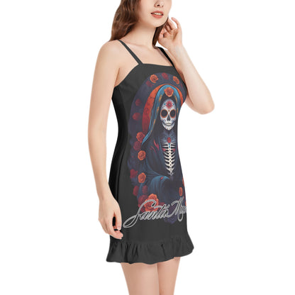 Santa Muerte Ruffle Hem Mini Dress